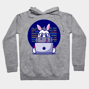 Cute Zebra Working On Laptop CartoonCute Zebra Working On Laptop Cartoon Hoodie